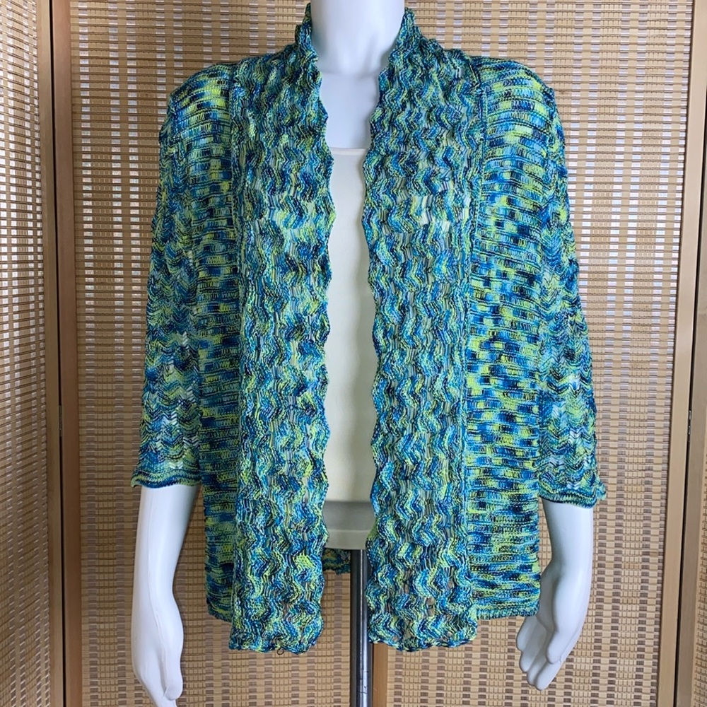 United States Sweater Company Ocean Colored Knit Open Front Cardigan